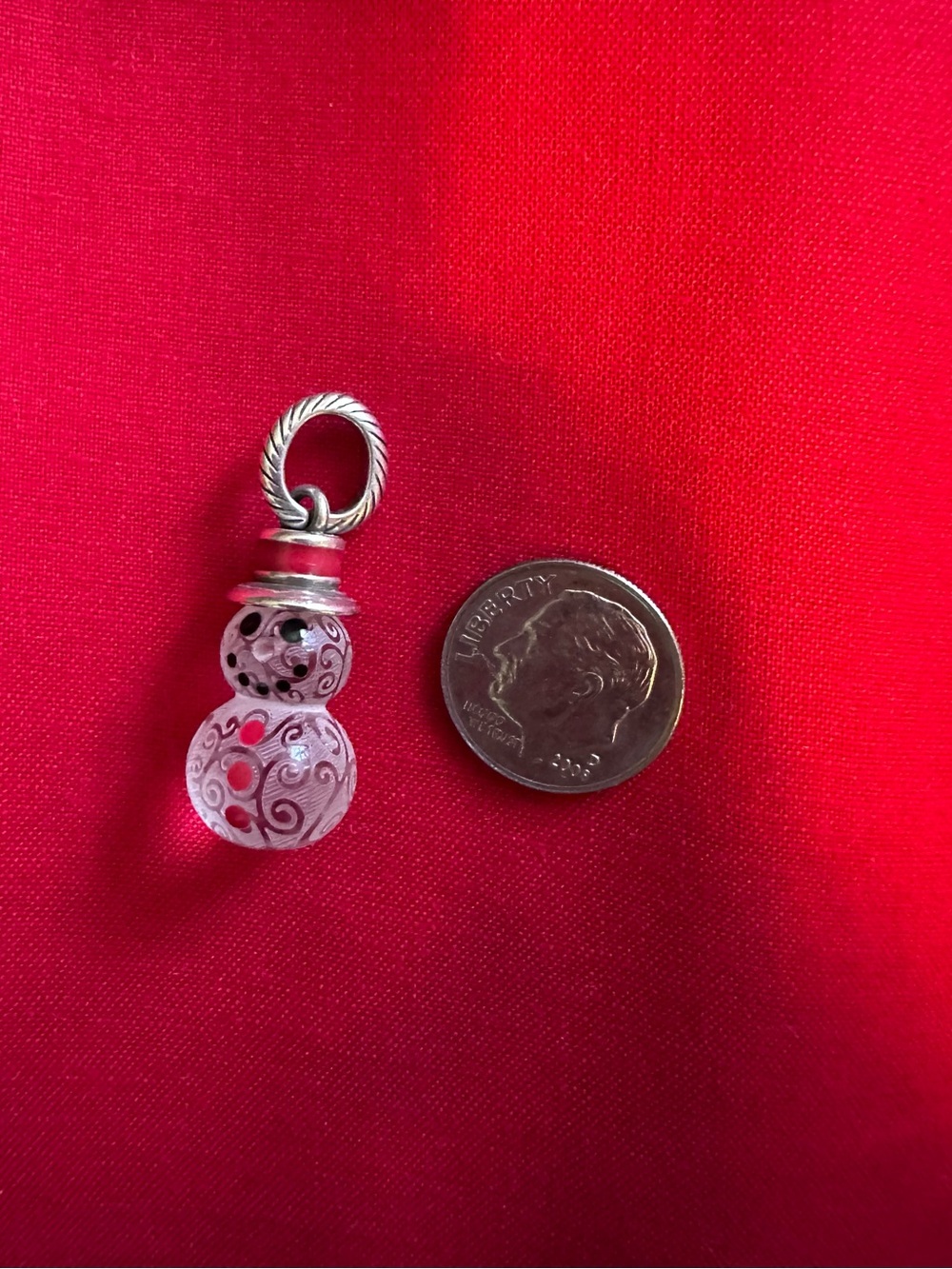 Brighton Silver-Tone Filigree Glass Gourd Charm with Pink Accents - Picture 2 of 2